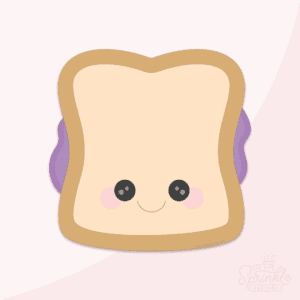 Clipart of a brown Peanut Butter Sandwich with dark brown crust and purple jelly.