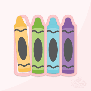 Image of 4 clipart crayons in a pink multi cookie cutter.