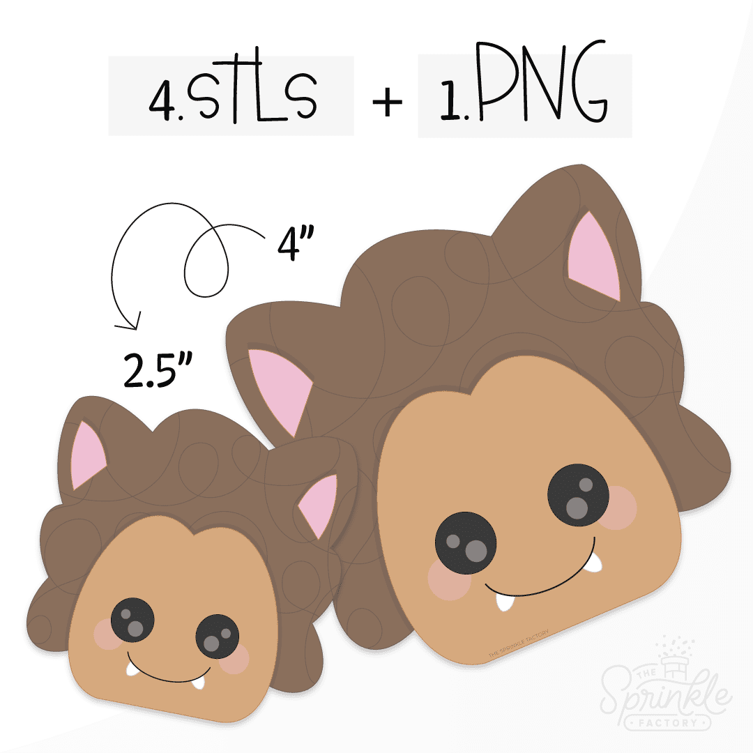 Clipart of a brown werewolf with curly hair a smile and two white teeth with pink cheeks and ears.