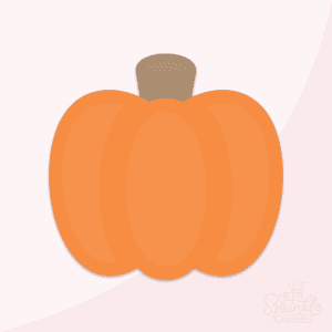 Clipart of an orange classic pumpkin with brown top.