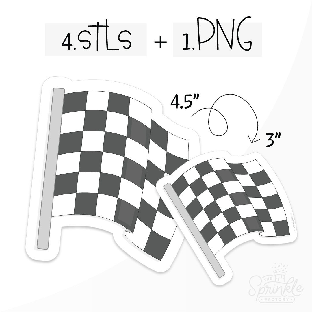 Image of a black and white checkered flag with a grey pole.