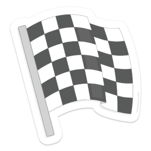 Image of a black and white checkered flag with a grey pole.