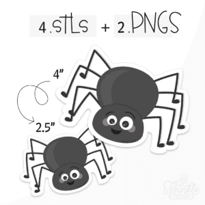 Clipart of a black spider with big eyes, a smile and 8 legs.
