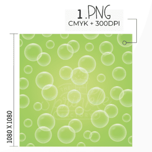 Clipart of a bright green bubble print with size guide.
