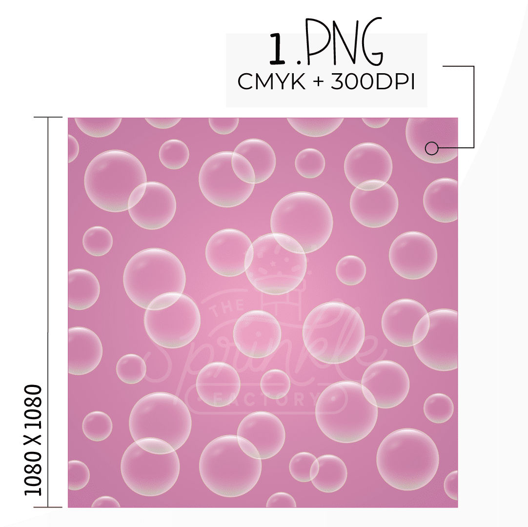Clipart of a purple bubble print with size guide.