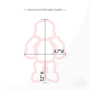 Clipart of pink build a skeleton multi cutter boy with size guide.