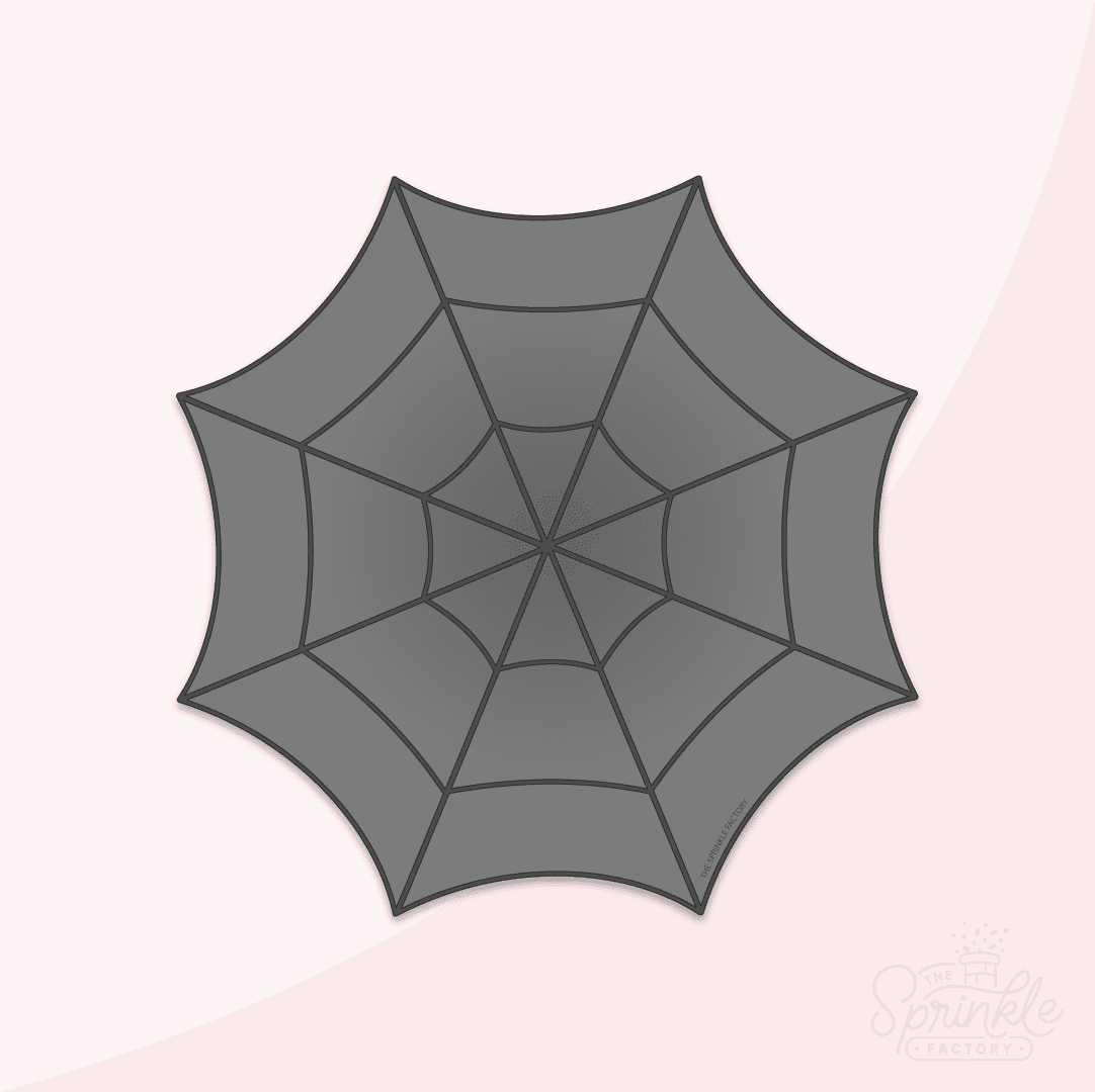 Clipart of a grey spiderweb with black line details.