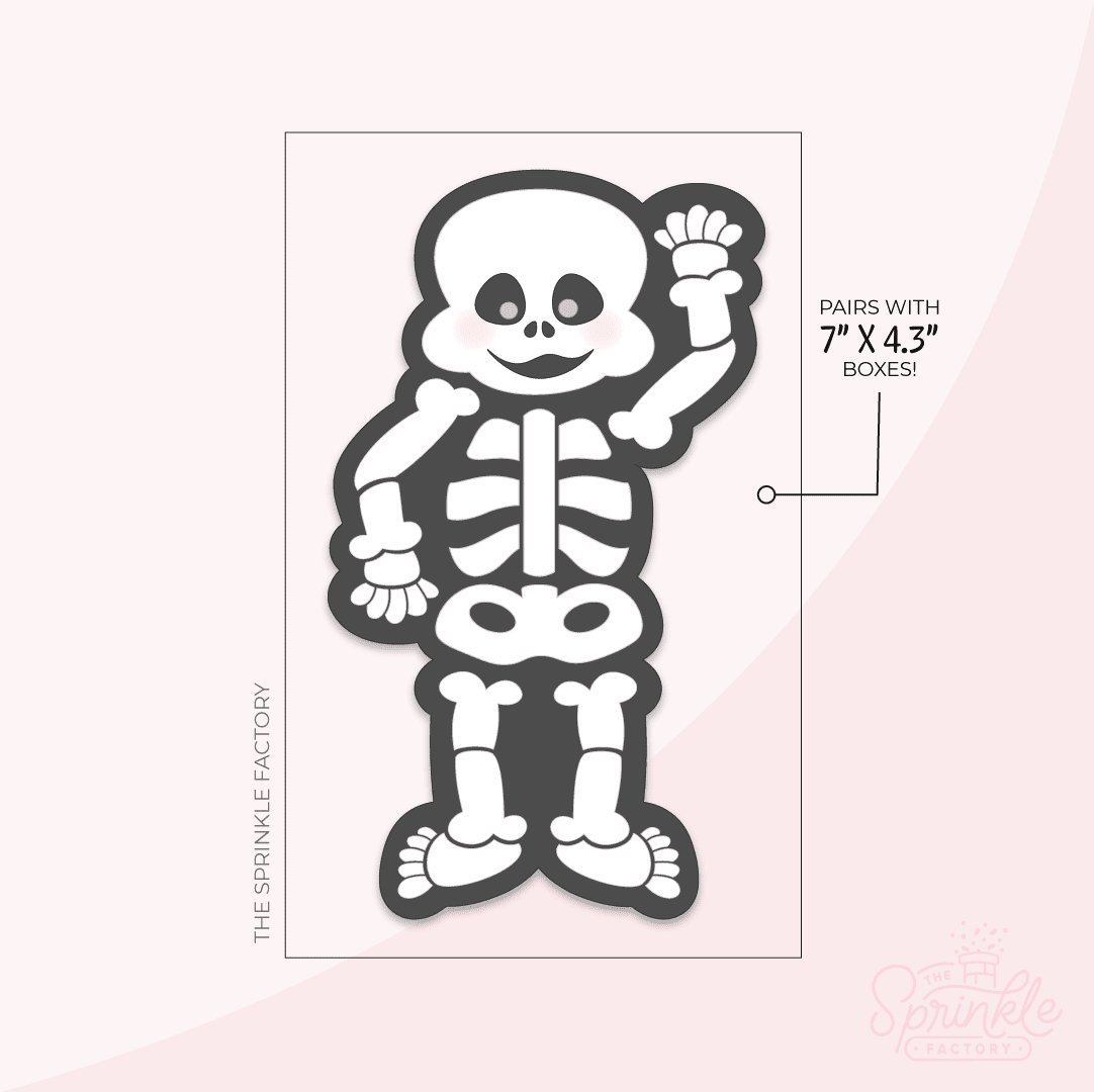 Clipart of a white skeleton with an offset black background.