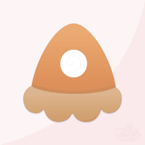 Clipart of a chubby top view orange pumpkin pie with golden brown crust and circle of whipped cream.