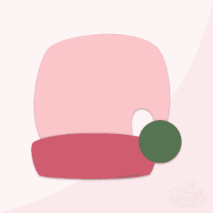 Clipart of a pink sleep Santa hat with a red brim and green pom pom.