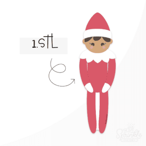 Clipart of a tall elf wearing red with a red hat and white collar ruffle.