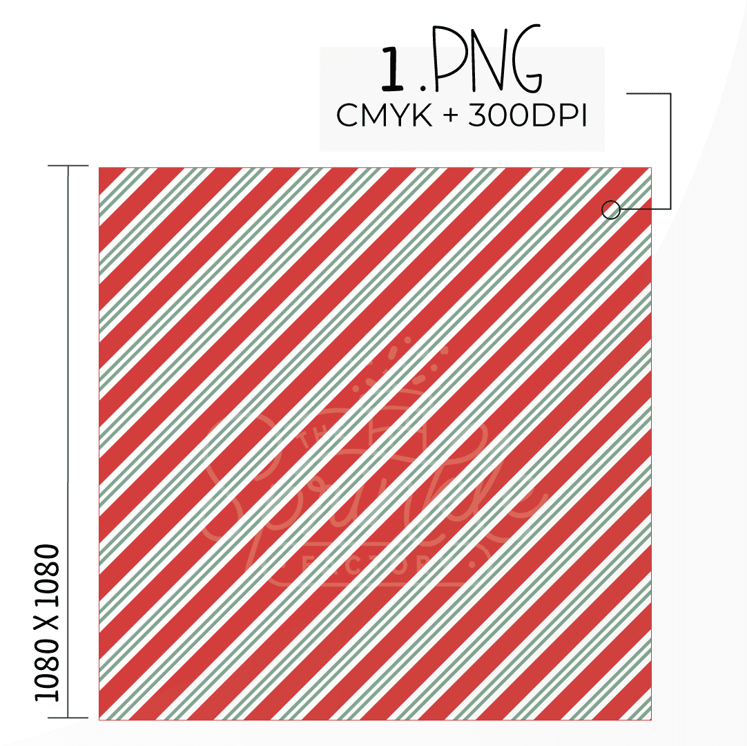 Clipart of a red and green striped candy cane print.