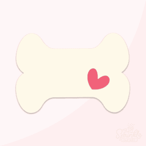 Clipart of a dog bone with a small pink heart.