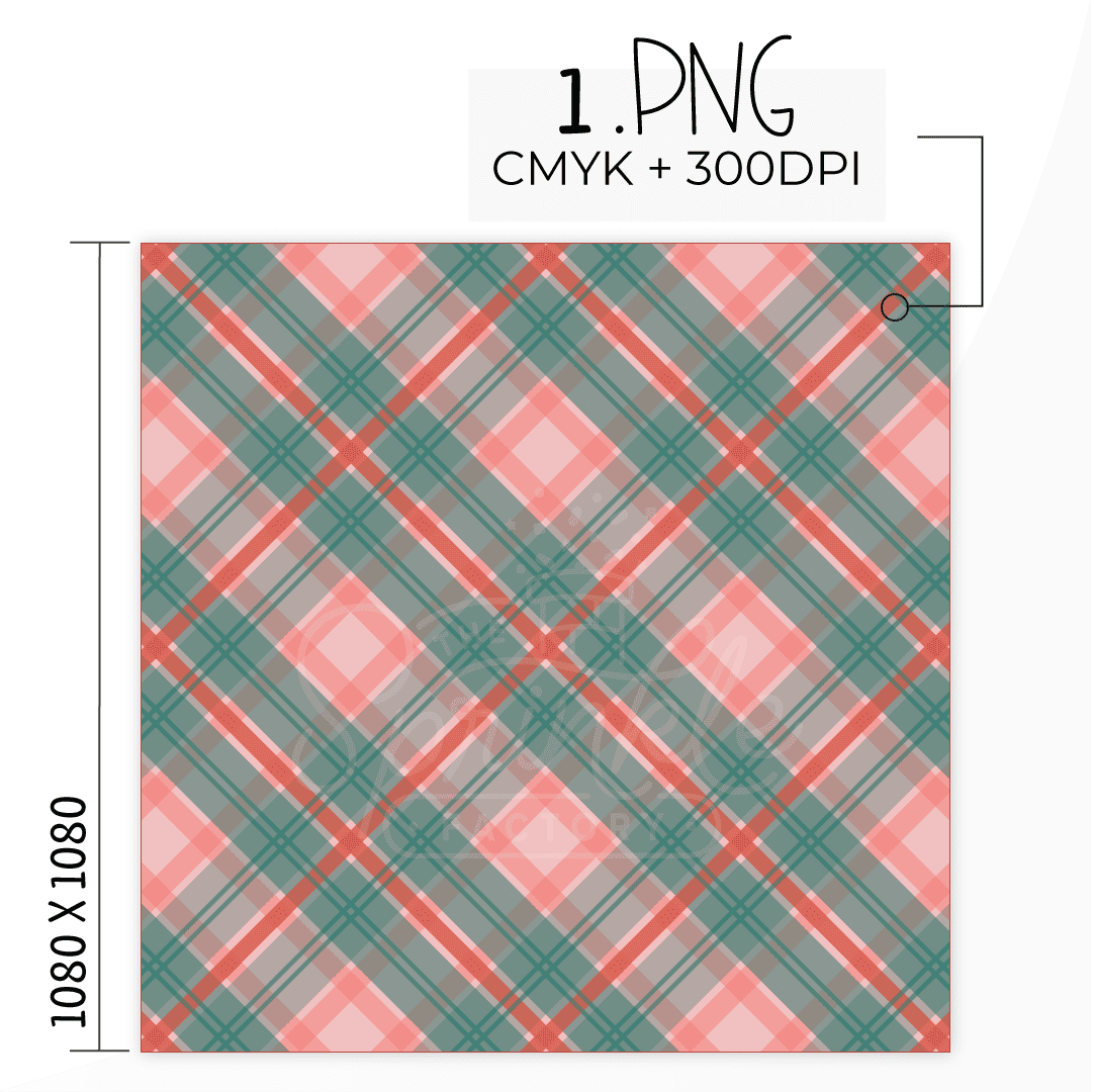 Clipart of holiday plaid print in green, pink and red.
