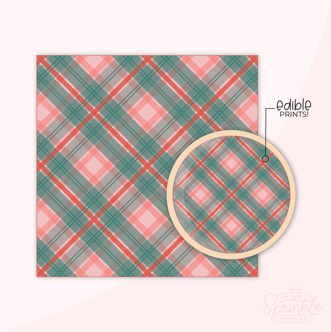 Clipart of holiday plaid print in green, pink and red.