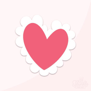Clipart of dark pink hear with white scallops around the outside.