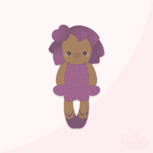 Clipart of a darker skin tone fairy with purple hair wearing purple point shoes and a purple tutu.
