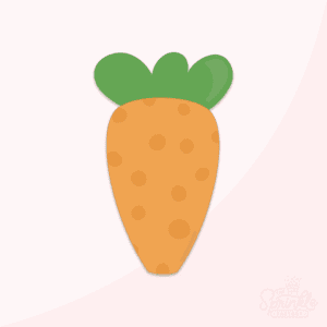 Clipart of a tall orange carrot with green tops.