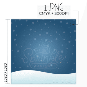 Clipart of snow falling on a dark blue sky with light blue and white snow at the bottom.