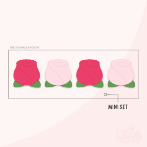 Clipart of pink and red roses tops with green leaves.