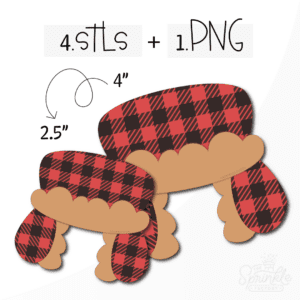 Clipart of a red and black buffalo check plaid hat with brown fur.