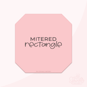 Graphic image of a mitered rectangle on a pink background.