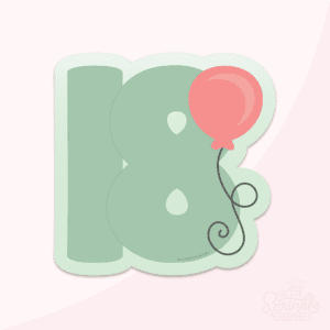 Graphic image of a number 18 balloon with a balloon on the side on a pink background.