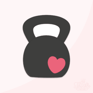 A graphic image of a kettlebell on a pink background.