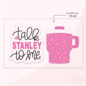 A graphic image of a talk Stanley to me set on a pink background.