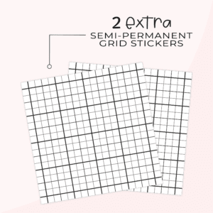 A graphic image of the Sprinkle Tray preview extra permanent grids on a pink background.