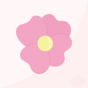A graphic image of a blooming blossom on a pink background.