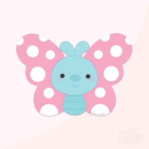 A graphic image of a blooming butterfly on a pink background.