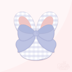 A digital image of a bunny with a bow on a pink background.