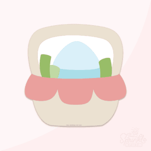 A graphic image of an egg hunt Easter basket on a pink background.