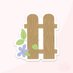 A graphic image of a garden fence on a pink background.