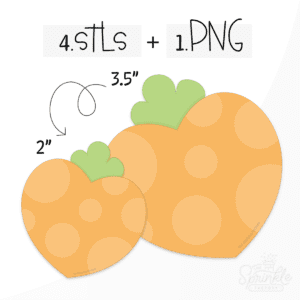 Clipart of an heart shaper carrot with pail orange polkadots and a green top.