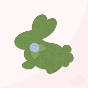 A graphic image of a mossy bunny on a pink background.
