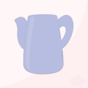 A graphic image of a tall watering can on a pink background.