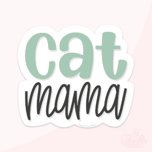 A graphic image of handwritten cat mama on a pink background.