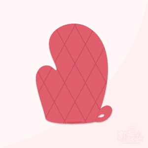 Digital image of a red oven mitt.