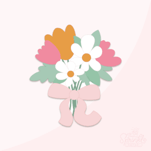 A digital image of a Mother's Day bouquet on a pink background.