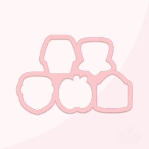 A digital image of pink school supply frosted crackers that are cookie cutters on a pink background.