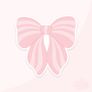 Graphic of a dark and light pink striped coquette bow