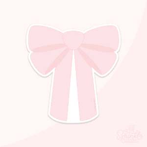 Graphic of a light pink bow with long straight ribbons