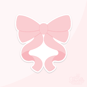 Graphic of a dark pink bow with long curled ribbons
