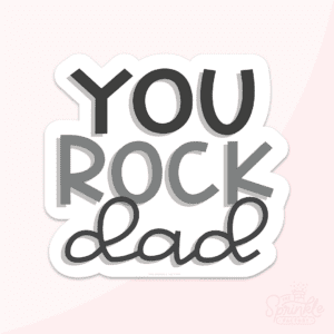 You rock dad graphic on a pink background.