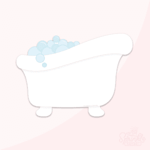 Clipart of white clawfoot bathtub with blue bubbles overflowing