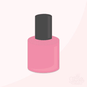 Clipart of pink nail polish bottle with a black cap