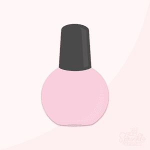 Clipart of round pink nail polish bottle with a black cap