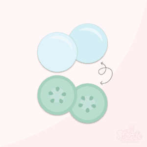 Clipart of two blue bubbles and two green cucumber slices